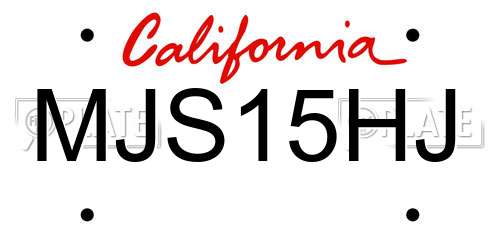 MJS15HJ California License Plate