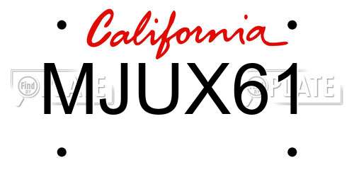 MJUX61 California License Plate