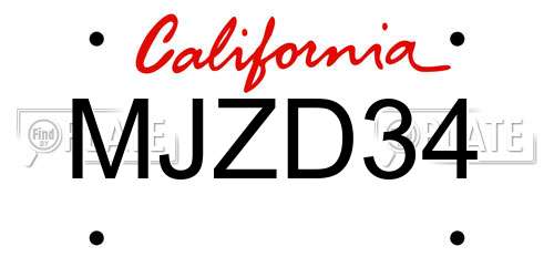 MJZD34 California License Plate