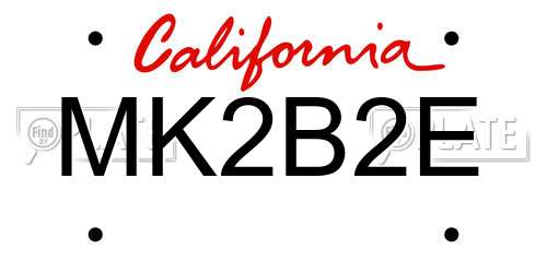MK2B2E California License Plate