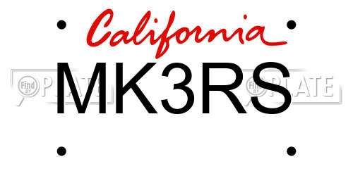 MK3RS California License Plate
