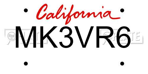 MK3VR6 California License Plate