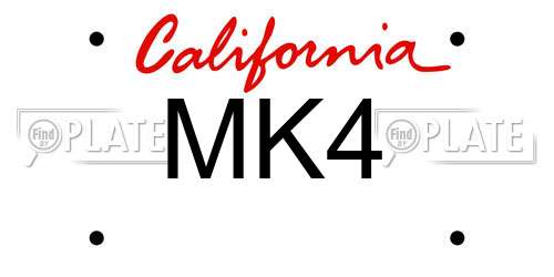 MK4 California License Plate