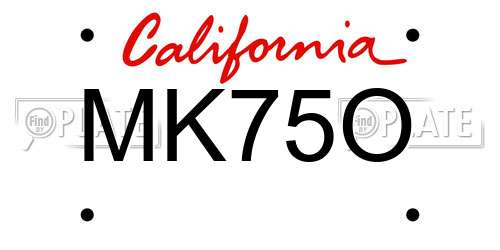 MK75O California License Plate