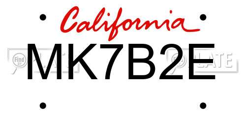 MK7B2E California License Plate