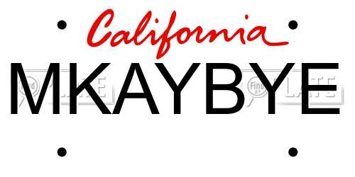 MKAYBYE California License Plate
