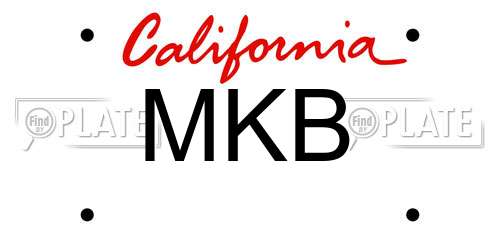 MKB California License Plate