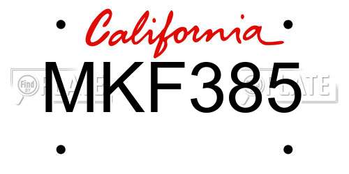 MKF385 California License Plate