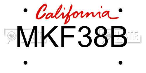 MKF38B California License Plate