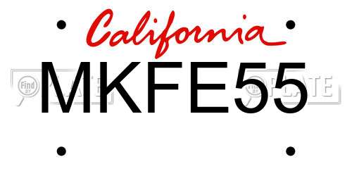 MKFE55 California License Plate