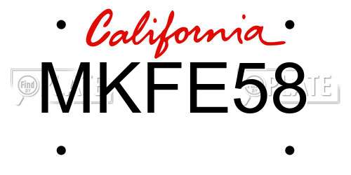 MKFE58 California License Plate