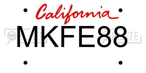 MKFE88 California License Plate