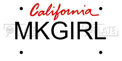 MKGIRL California License Plate