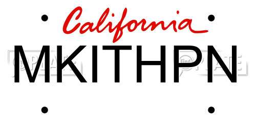 MKITHPN California License Plate