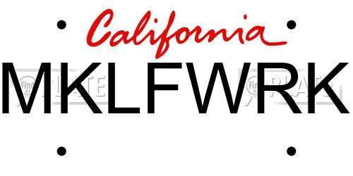 MKLFWRK California License Plate