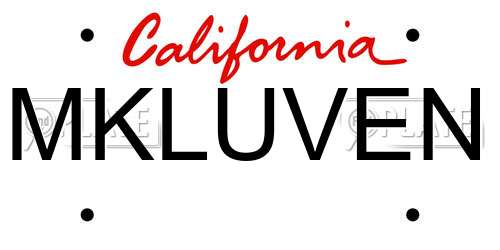 MKLUVEN California License Plate