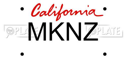 MKNZ California License Plate
