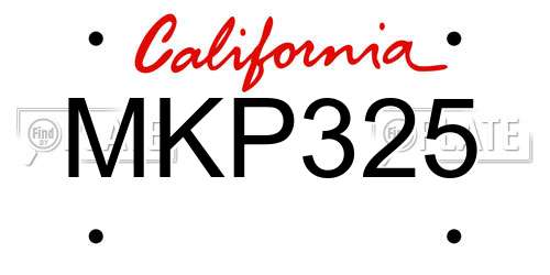 MKP325 California License Plate