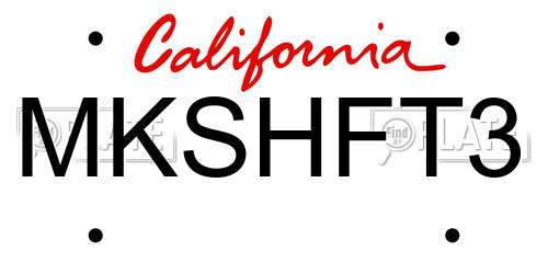 MKSHFT3 California License Plate