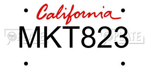 MKT823 California License Plate