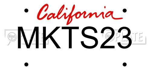 MKTS23 California License Plate