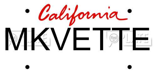 MKVETTE California License Plate