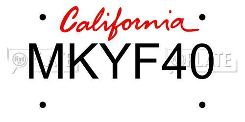 MKYF40 California License Plate