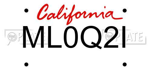 ML0Q2I California License Plate