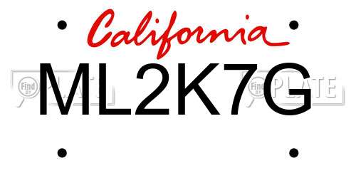 ML2K7G California License Plate