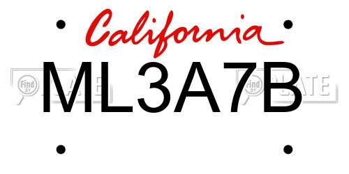 ML3A7B California License Plate
