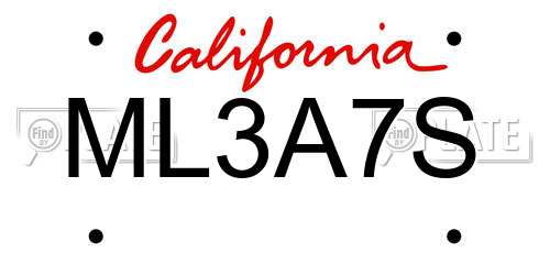 ML3A7S California License Plate