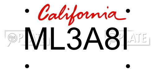 ML3A8I California License Plate