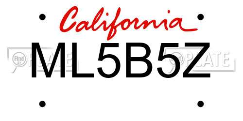 ML5B5Z California License Plate