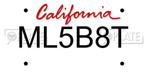 ML5B8T California License Plate