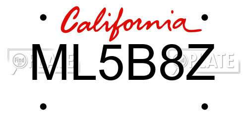 ML5B8Z California License Plate