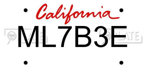 ML7B3E California License Plate