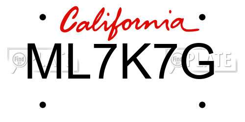 ML7K7G California License Plate