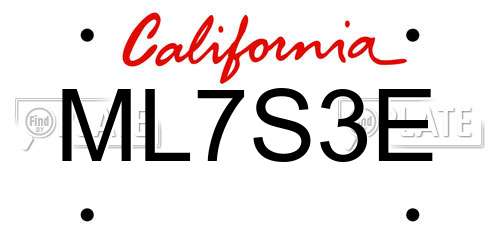 ML7S3E California License Plate