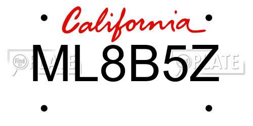 ML8B5Z California License Plate