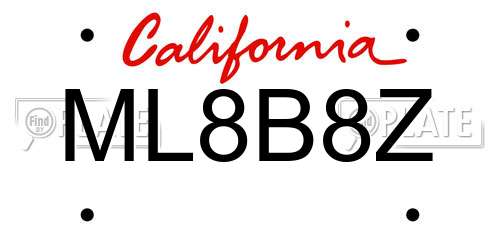 ML8B8Z California License Plate