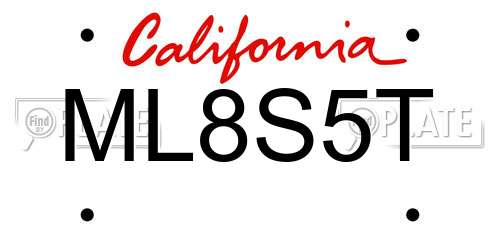 ML8S5T California License Plate
