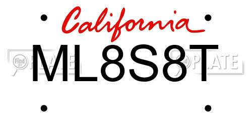 ML8S8T California License Plate