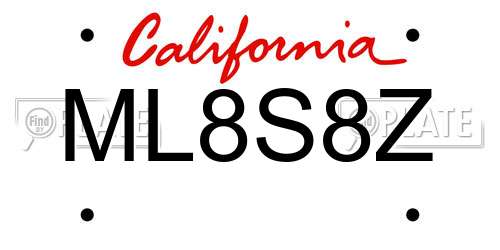 ML8S8Z California License Plate