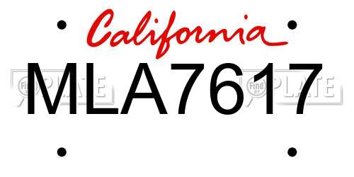 MLA7617 California License Plate