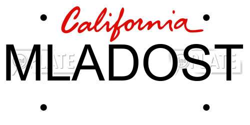 MLADOST California License Plate