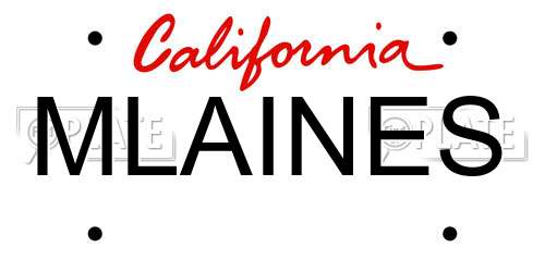 MLAINES California License Plate