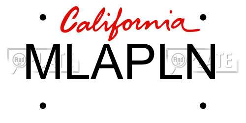 MLAPLN California License Plate