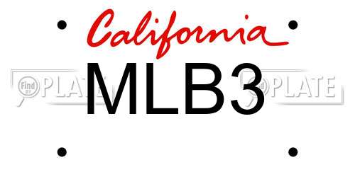 MLB3 California License Plate