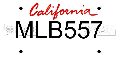 MLB557 California License Plate