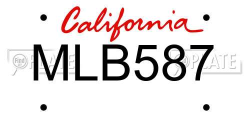 MLB587 California License Plate